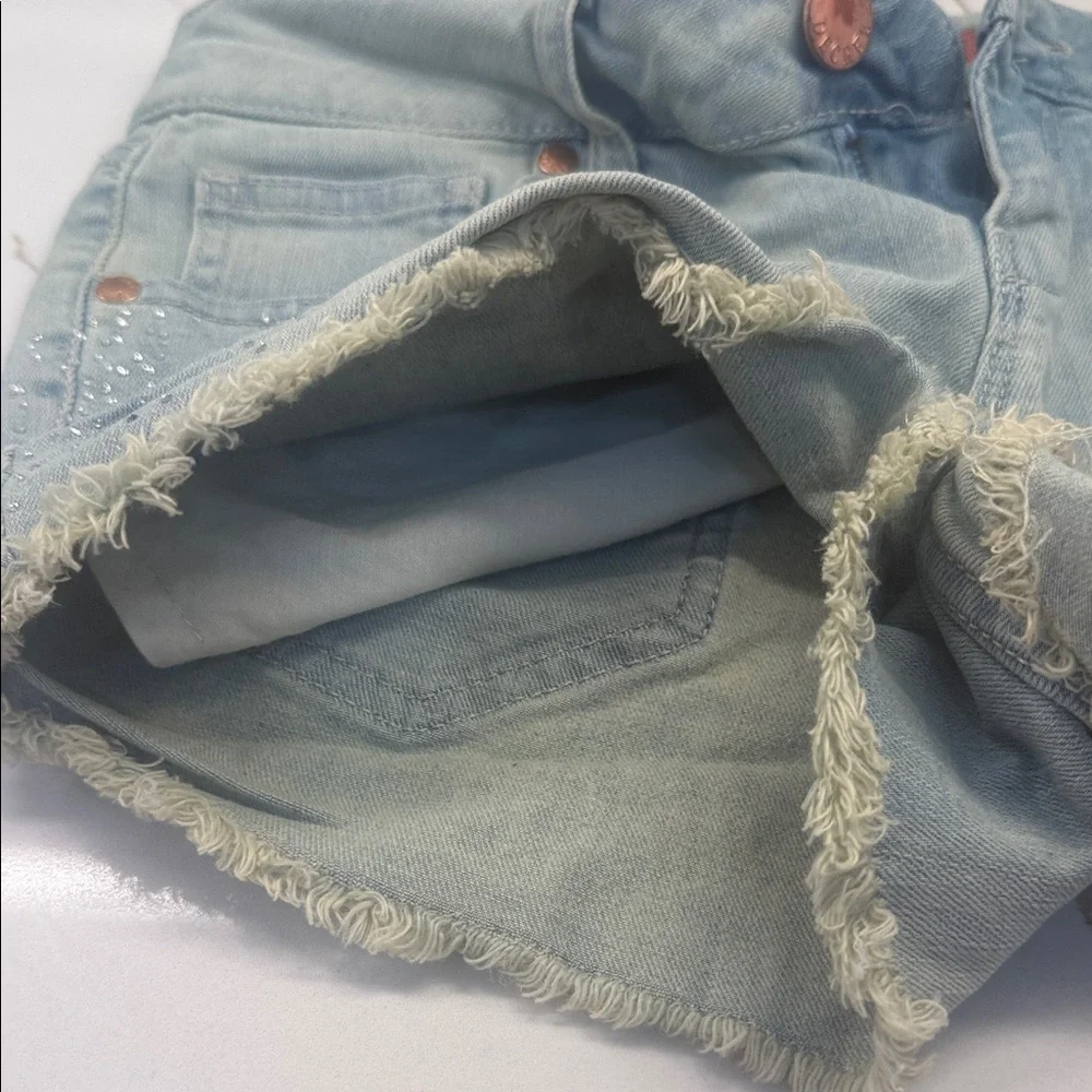 Decree‎ Sky Blue Frayed Jean Shorts